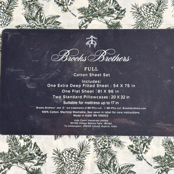 Brooks Brothers Holiday Christmas Cotton FULL Size Sheet Set - Picture 7 of 7